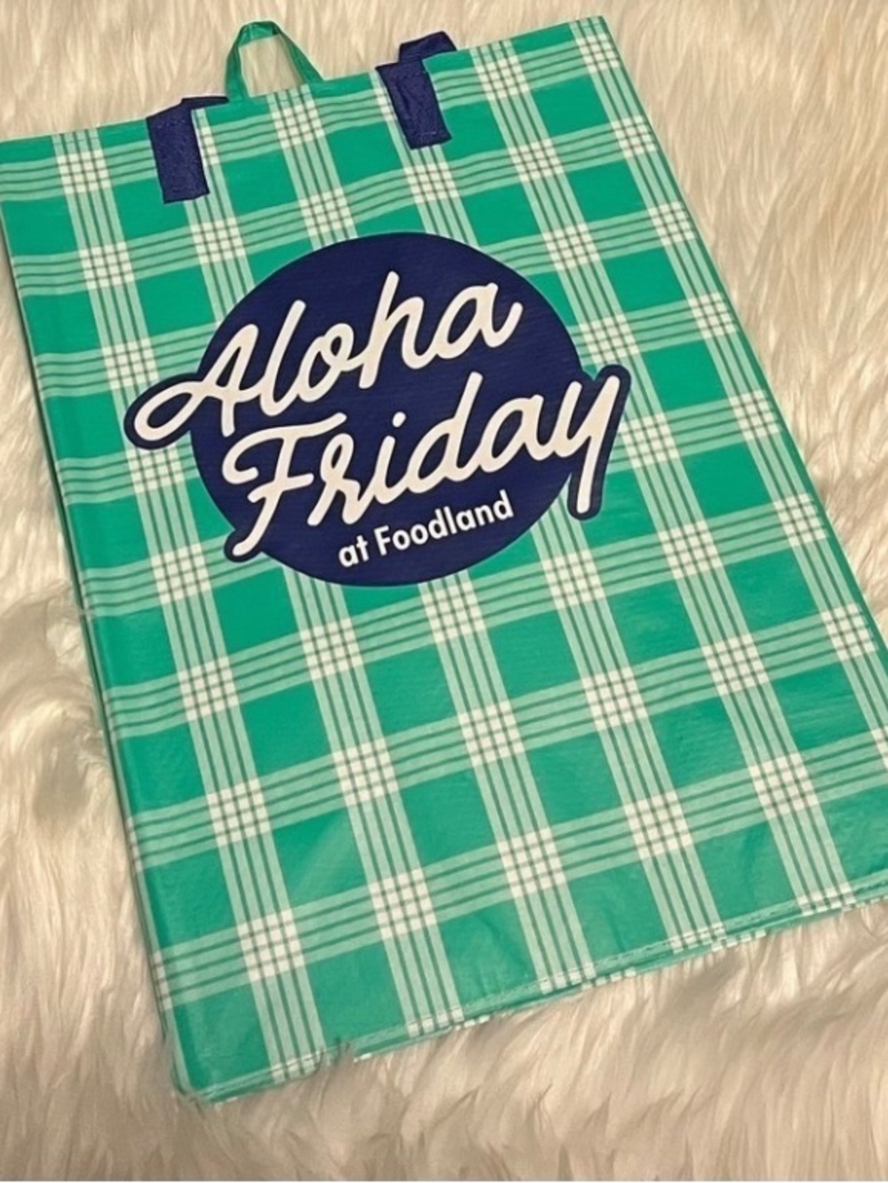 NWT Aloha Friday Palaka Foodland Hawaii Exclusive Reusable Tote Bag Green